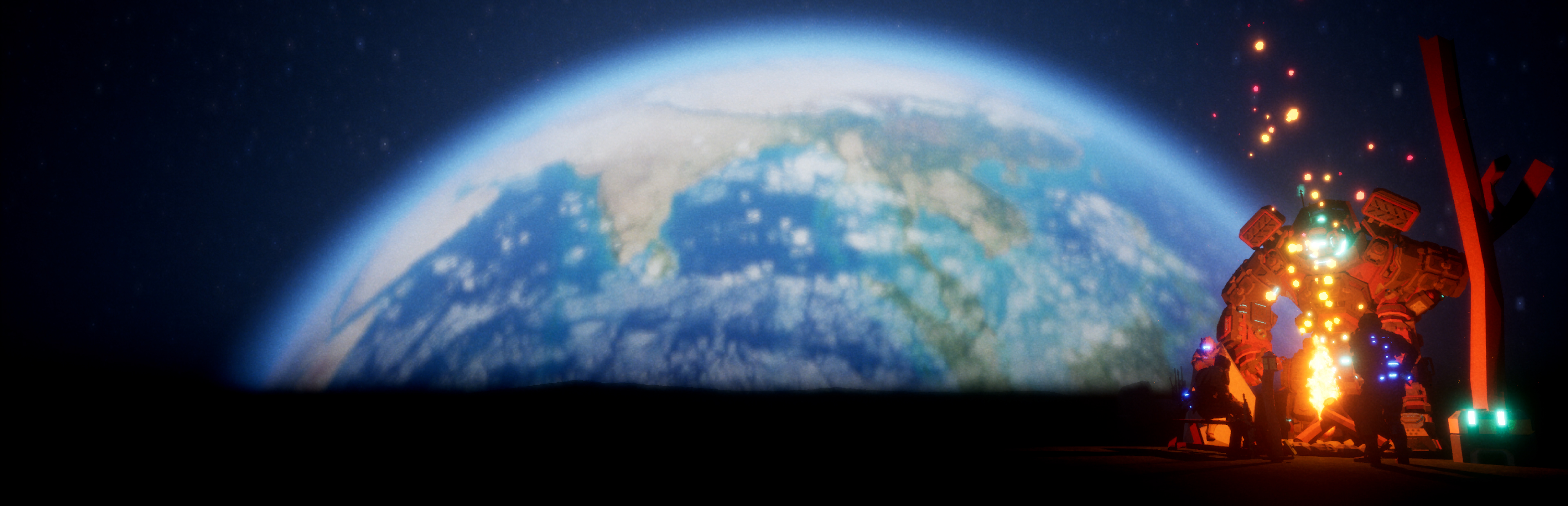 Picture of the earth with a character infront